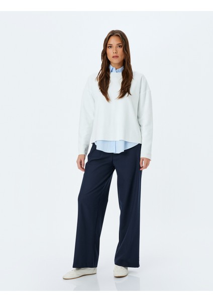 Uzun Kollu Bisiklet Yaka Pamuklu Basic Sweatshirt