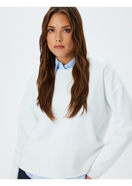 Uzun Kollu Bisiklet Yaka Pamuklu Basic Sweatshirt