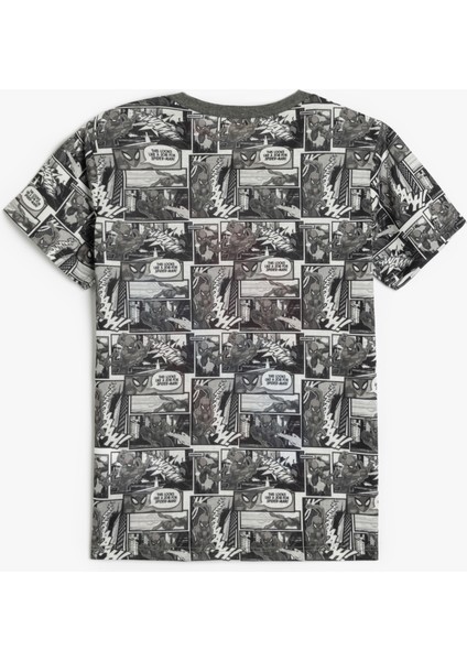 T-Shirt Spiderman Baskılı Lisanslı Kısa Kollu Bisiklet Yaka