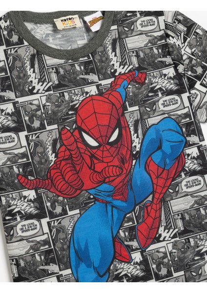 T-Shirt Spiderman Baskılı Lisanslı Kısa Kollu Bisiklet Yaka