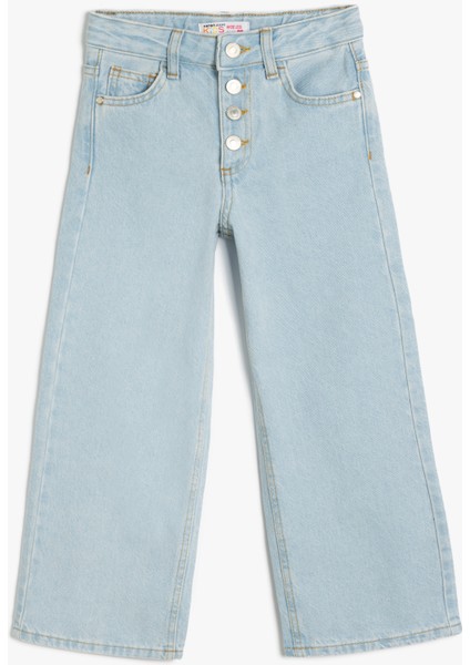 Geniş Paça Kot Pantolon Cepli Pamuklu - Wide Leg Jean