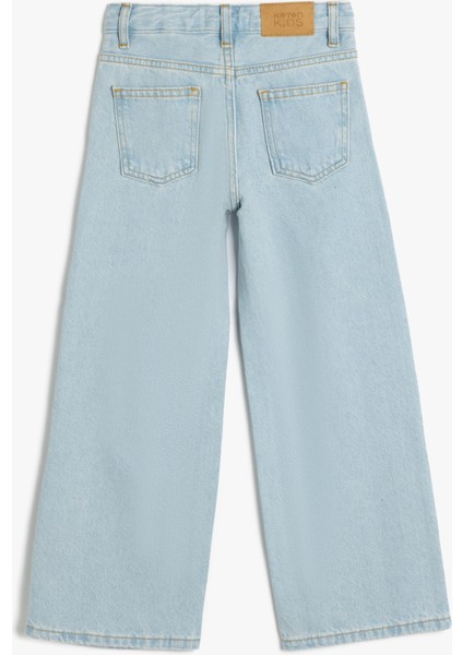 Geniş Paça Kot Pantolon Cepli Pamuklu - Wide Leg Jean