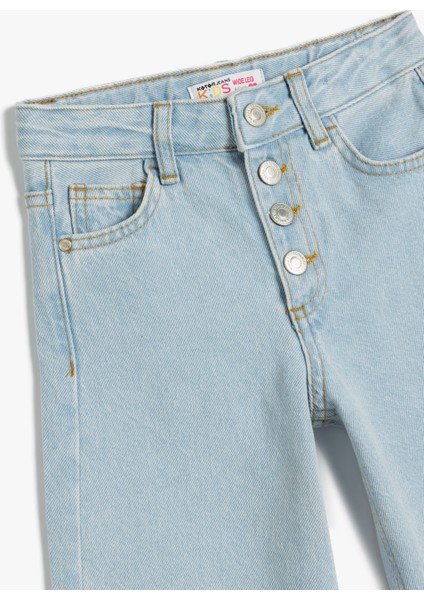 Geniş Paça Kot Pantolon Cepli Pamuklu - Wide Leg Jean