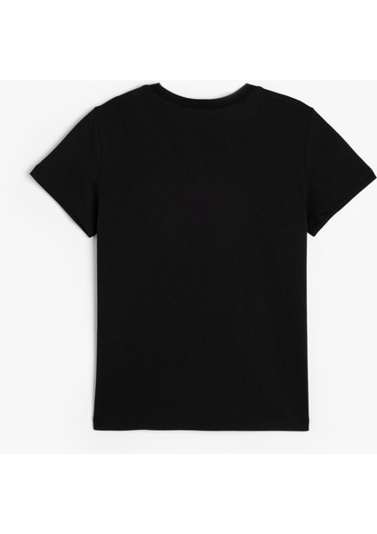 Kısa Kollu Bisiklet Yaka Kaykay Baskılı T-Shirt fiyatları