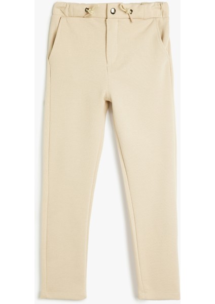 Fermuar Detaylı Bel Bağcıklı Jogger Eşofman Altı