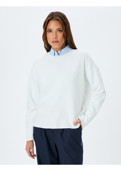 Uzun Kollu Bisiklet Yaka Pamuklu Basic Sweatshirt