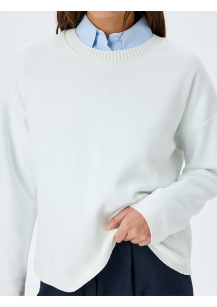 Uzun Kollu Bisiklet Yaka Pamuklu Basic Sweatshirt