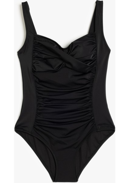 Kalp Yaka Drape Detaylı Mayo