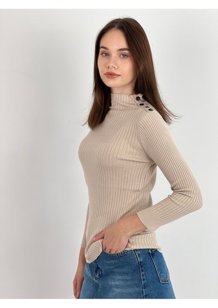 Boğazlı Uzun Kollu Long Sleeve Kadın Triko Kazak Women Knitwear fırsatları