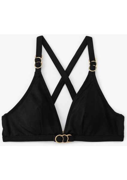 Aksesuar Detaylı Arkası Çapraz Askılı Üçgen Bikini