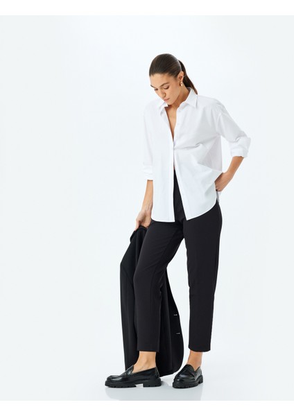 Slim Fit Kemerli Yüksek Bel Cigarette Pantolon