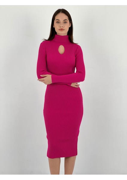 Maxi Boy Kadın Triko Kazak Elbise Women Maxi Knitted Dress
