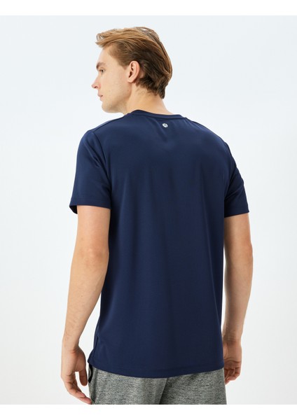 Spor T-Shirt Bisiklet Yaka Kısa Kollu Geometrik Baskılı