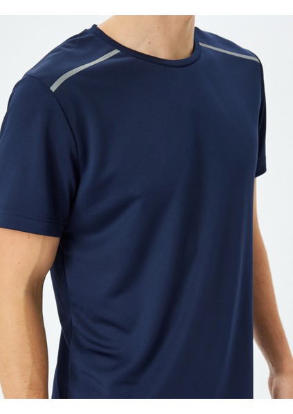Spor T-Shirt Bisiklet Yaka Kısa Kollu Geometrik Baskılı