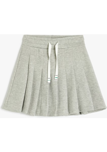 Beli Bağlamalı Kalın Piliseli Mini Etek