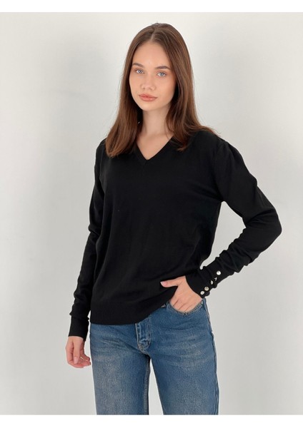 Uzun Kollu Long Sleeve V Yaka V-Neck Kadın Triko Kazak Women Knitwear