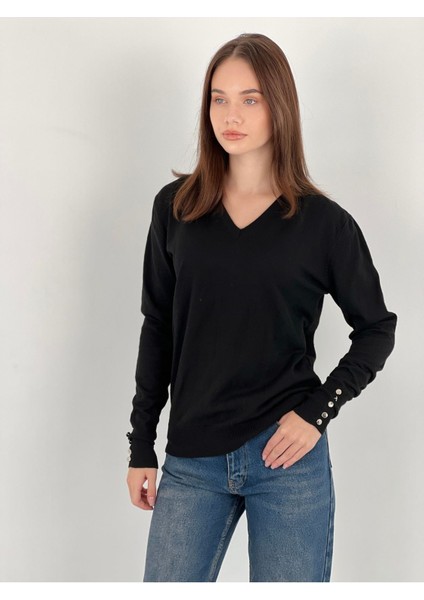 Uzun Kollu Long Sleeve V Yaka V-Neck Kadın Triko Kazak Women Knitwear fırsatları