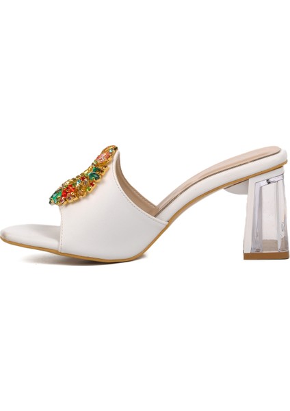Beyaz Kadın Topuklu Terlik fiyatları