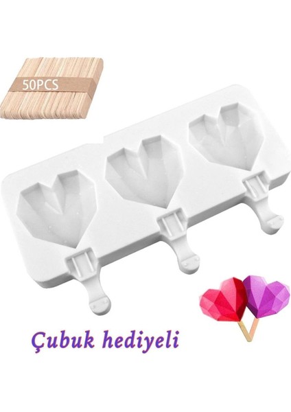 Tekno Trust Dondurma Kalıbı Kalp Elmas Magnum Çikolata Kalıbı Sabun Mum Kek Pasta Kalıbı