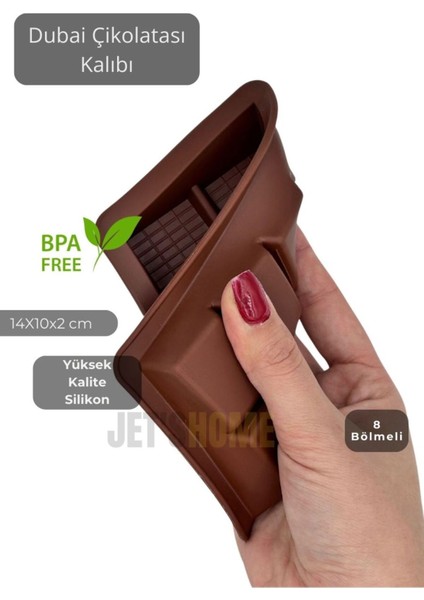 Tekno Trust Dubai Çikolatası Kalıbı Bpa Free Çikolata Kalıbı Silikon 8 Bölmeli 2’li Set