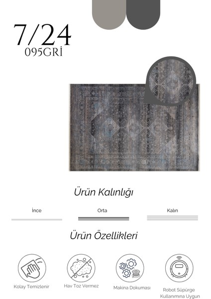 Makina Halısı Agnello Halı 7/24 0171 Gri fırsatları