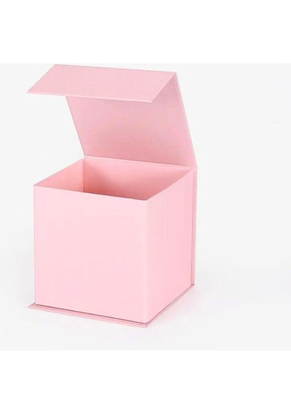 Takı Kutusu S 12 x 12 x 12 cm Pembe Lamine Mıknatıslı Kapak