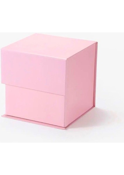 Takı Kutusu S 12 x 12 x 12 cm Pembe Lamine Mıknatıslı Kapak