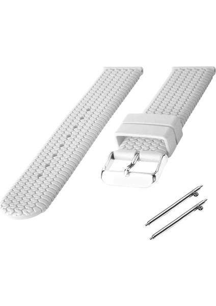 24 mm Akıllı Pimli Silikon Baskılı Desenli Beyaz Saat Kordonu Kayışı(77)