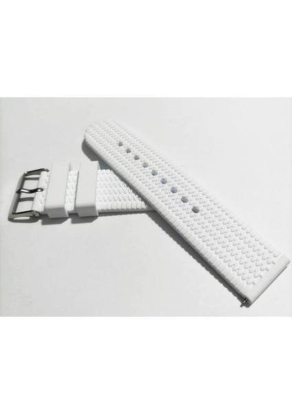 24 mm Akıllı Pimli Silikon Baskılı Desenli Beyaz Saat Kordonu Kayışı(77)