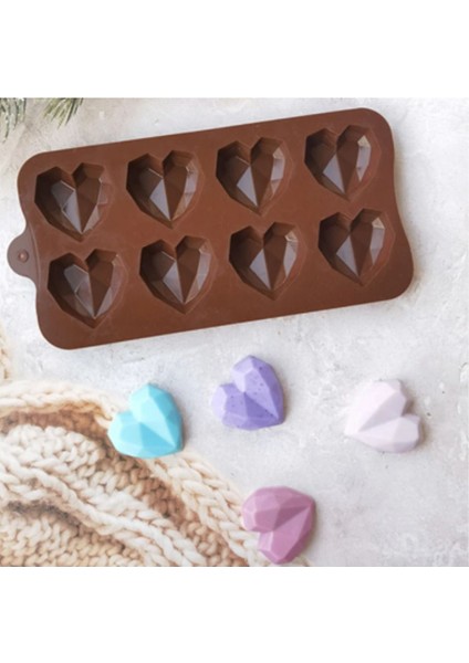 Tekno Trust Silikon Elmas Kalp 8'li Çikolata Kalıbı Sevgililer Günü Mum Sabun Kek Buz Kalıbı Kokulu Taş Kalıp fiyatları