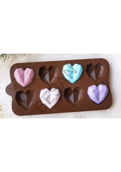 Tekno Trust Silikon Elmas Kalp 8'li Çikolata Kalıbı Sevgililer Günü Mum Sabun Kek Buz Kalıbı Kokulu Taş Kalıp fırsatları