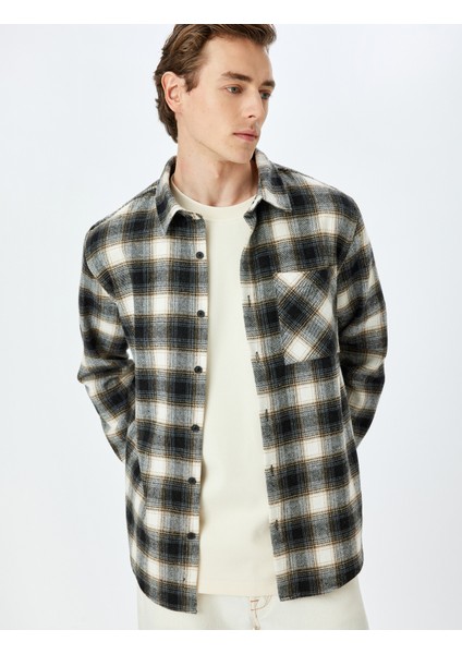 Klasik Uzun Kollu Cepli Ekoseli Oduncu Gömleği