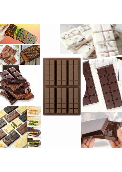 Tekno Trust 6 Göz Dikdörtgen Şekilli Dubai Çikolatası Kalıbı Şeker Çikolata Sabun Jöle vb Silikon Kalıp 1 Adet fiyatları