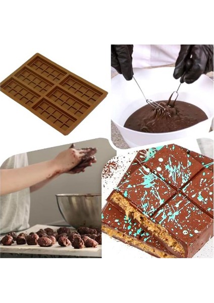 Tekno Trust 6 Göz Dikdörtgen Şekilli Dubai Çikolatası Kalıbı Şeker Çikolata Sabun Jöle vb Silikon Kalıp 1 Adet fırsatları