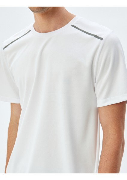 Spor T-Shirt Bisiklet Yaka Kısa Kollu Geometrik Baskılı