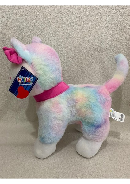 Oyuncak 30 cm Pembe Tokalı Kedi(Kedi Sesi Çıkaran)