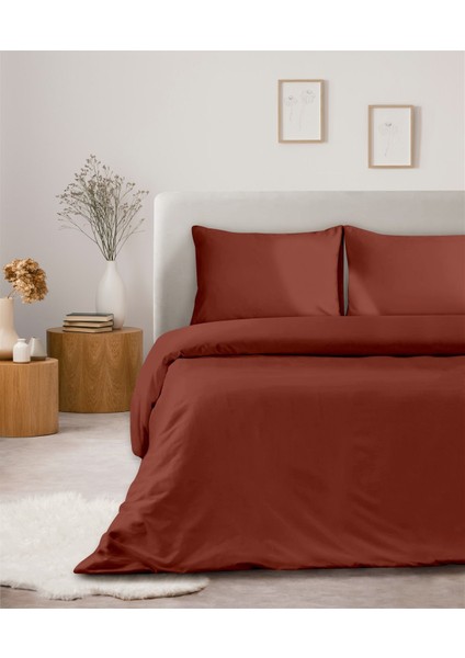 Organik Pamuk Akfil Nevresim Seti Tek Kişilik 160 x 220 cm Bordo