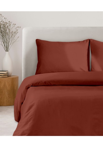 Organik Pamuk Akfil Nevresim Seti Tek Kişilik 160 x 220 cm Bordo