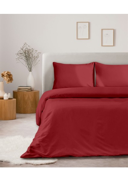 Organik Pamuk Akfil Nevresim Seti Tek Kişilik 160 x 220 cm Kırmzı