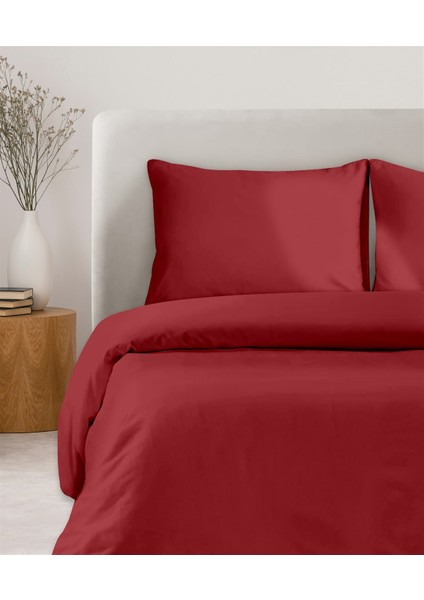 Organik Pamuk Akfil Nevresim Seti Tek Kişilik 160 x 220 cm Kırmzı