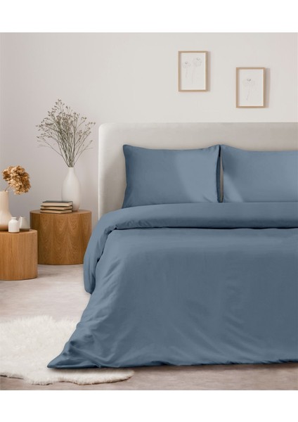 Organik Pamuk Akfil Nevresim Seti Tek Kişilik 160 x 220 cm Indigo