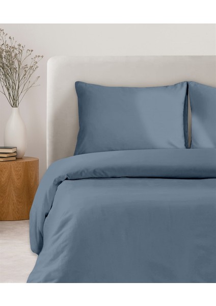 Organik Pamuk Akfil Nevresim Seti Tek Kişilik 160 x 220 cm Indigo
