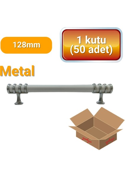 50 Adet Halka Boru Kroma Beyaz Metal Mobilya Kulbu 128 mm fiyatları