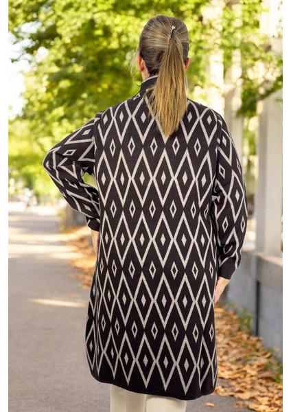 Baklava Desenli Broş Detaylı Uzun Kollu Şal Yaka Büyük Beden Triko Hırka fırsatları