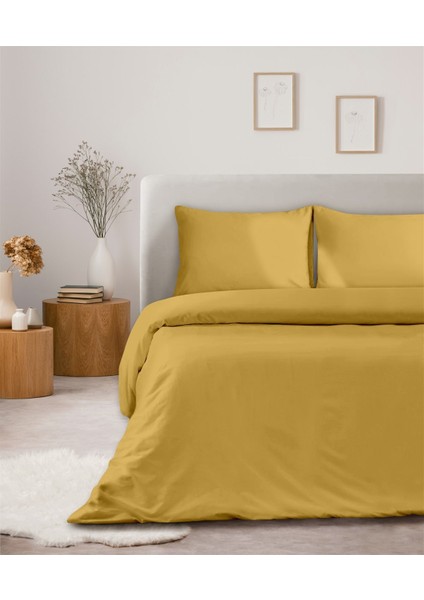 Organik Pamuk Akfil Nevresim Seti Tek Kişilik 160 x 220 cm Hardal