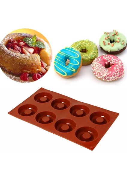 Tekno Trust Donut 8'li Çörek Bisküvi Çikolata - Kek Silikon Kalıbı