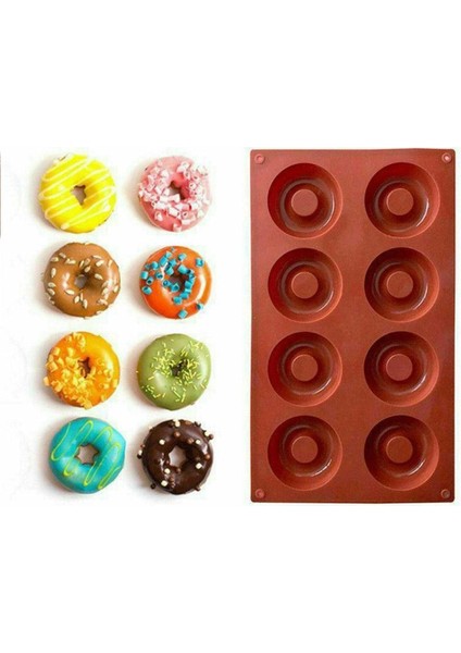 Tekno Trust Donut 8'li Çörek Bisküvi Çikolata - Kek Silikon Kalıbı