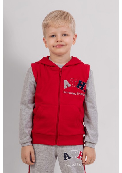 Punch Nakışlı Kapüşonlu Fermuarlı Cepli Erkek Çocuk Yelek fiyatları