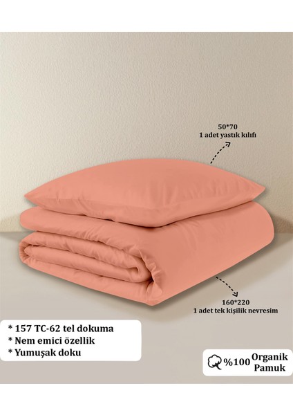 Organik Pamuk Akfil Nevresim Seti Tek Kişilik 160 x 220 cm Oranj indirimleri