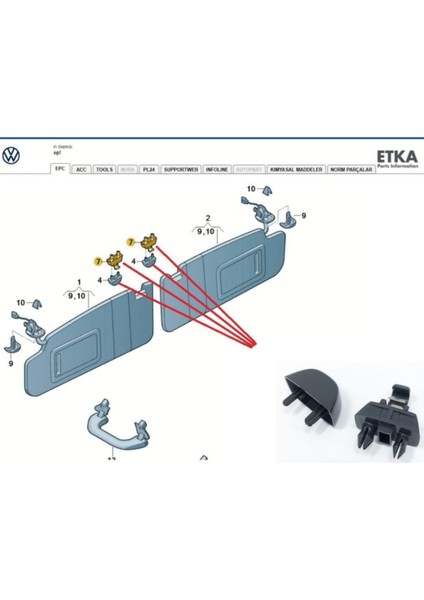 Vw Polo 2010-2018 Güneşlik Ayağı Tutucusu Klipsi Siyah 6R0857561 modelleri